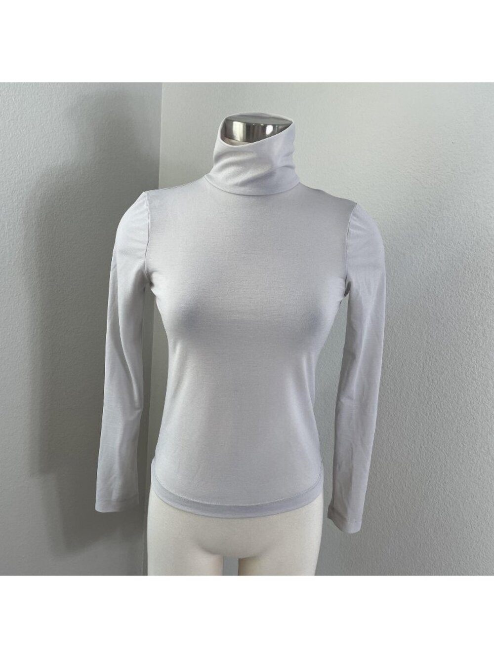 Maryam Nassir Zadeh Shirt Womens XS Gray Turtleneck Long Sleeve Sheer Top